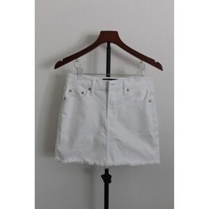 Gap Denim White Mini Skirt 25 Regular 5-Pocket Raw Hem Optic White